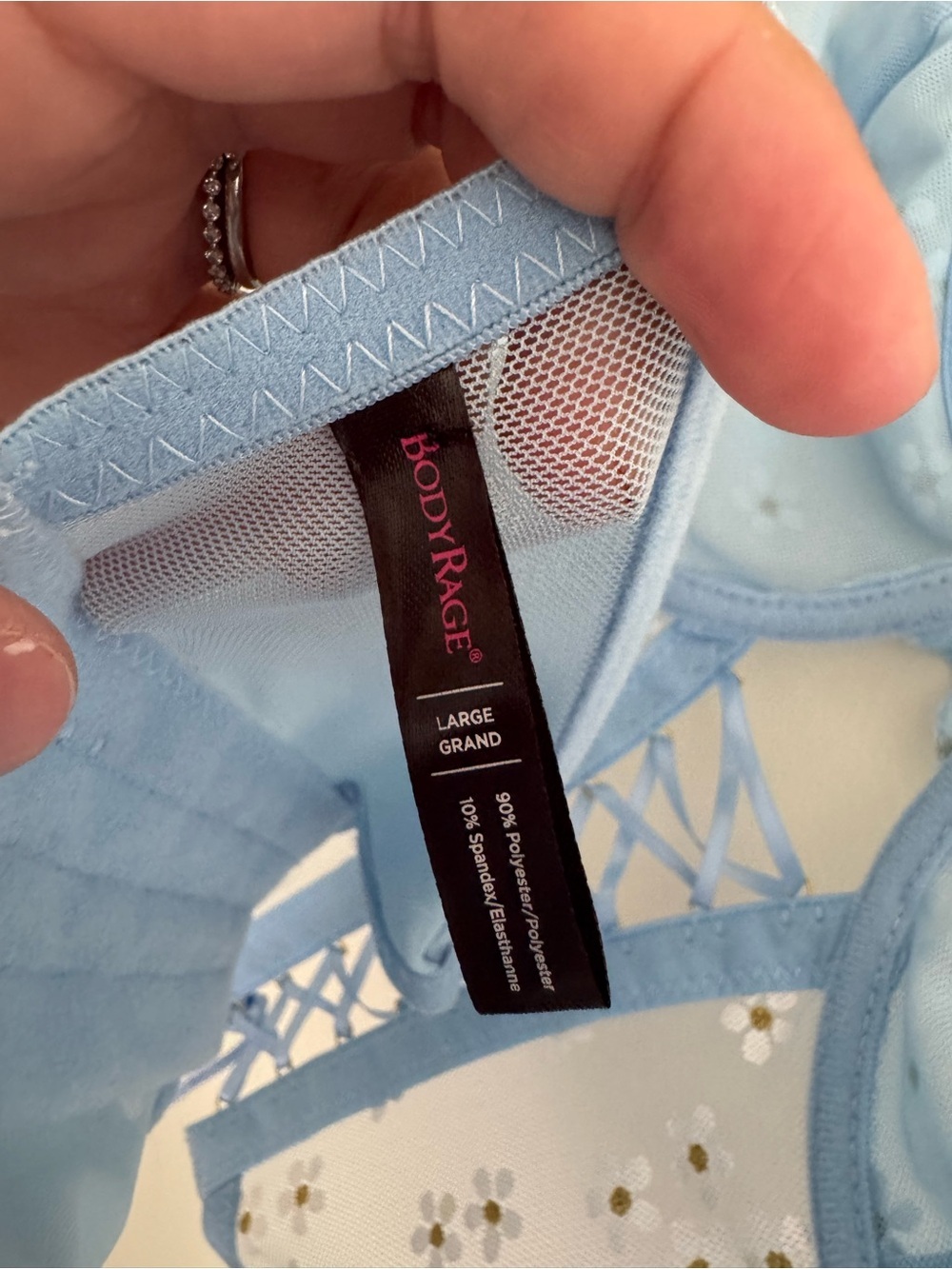 Blue Floral Lace-Up Bustier Corset Top - Picture 3 of 3